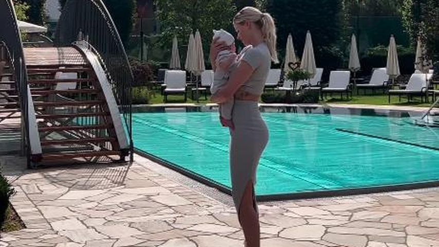 Vanessa Stehler mit ihrem Sohn im September 2023