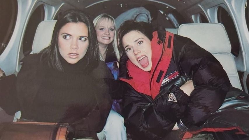 Victoria Beckham, Melanie C und Emma Bunton 1997 in einem Privatjet