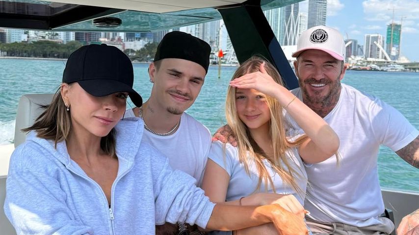 Victoria Beckham mit Sohn Romeo, Tochter Harper und Ehemann David