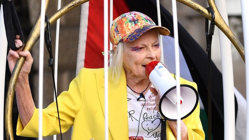 Vivienne Westwood bei einem Protest 2020