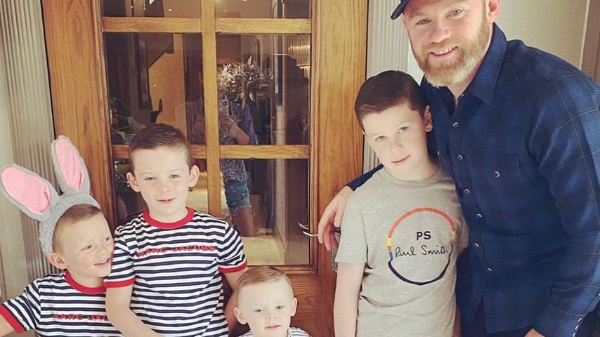 Wayne Rooney mit seinen Kindern Kai, Klay, Kit und Cass an Ostern 2020