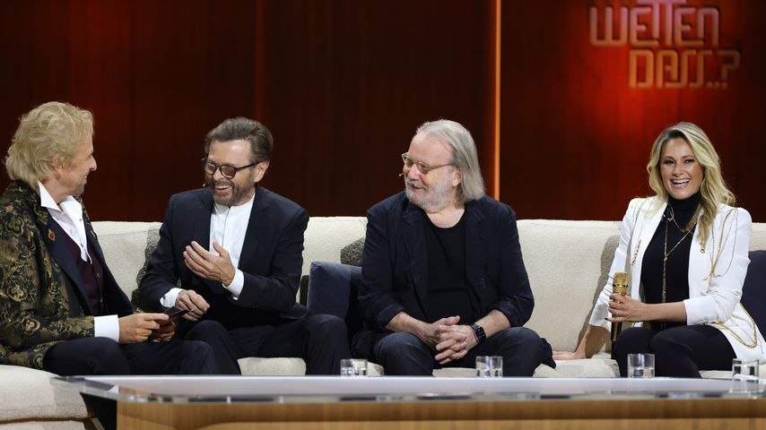 "Wetten, dass..?": Thomas Gottschalk, Björn Ulvaeus, Benny Andersson und Helene Fischer