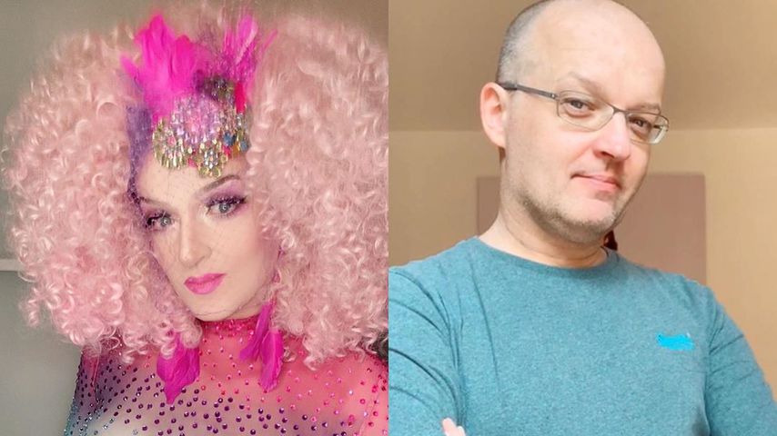 Wolf Teichert (rechts) privat und als Dragqueen Sheila Wolf