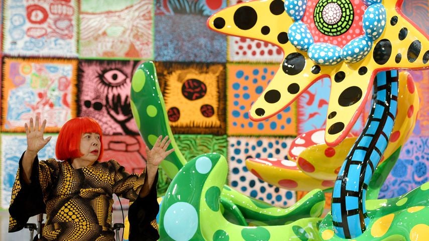 Yayoi Kusama bei der Pressevorschau zu "My Eternal Soul" im National Art Center Tokyo, 21. Februar 2017