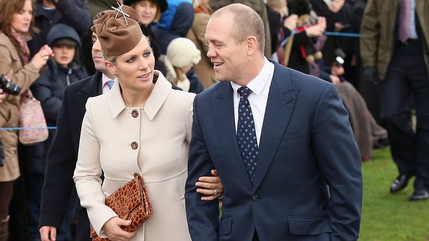 Zara und Mike Tindall auf dem Weg zum Weihnachtsgottesdienst in Sandringham, 2012