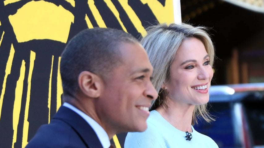 T.J. Holmes und Amy Robach am Set von "Good Morning America" in New York am 11. Mai 2021